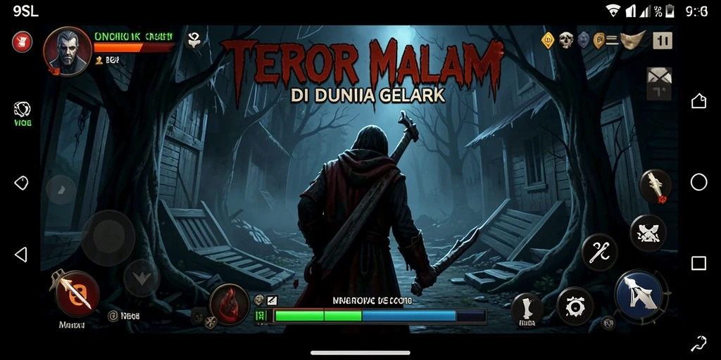 Screenshot 9SL menampilkan suasana gameplay yang mendebarkan dan menakutkan.