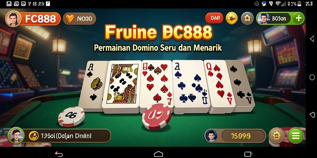 Tampilan gameplay seru dalam FC888 yang menampilkan domino klasik.
