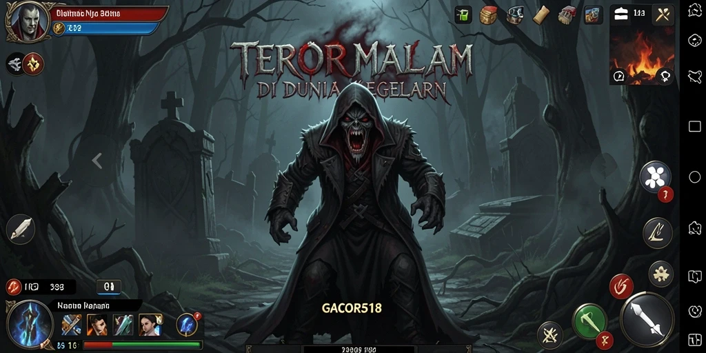 Screenshot gameplay GACOR518 dengan suasana horror yang mencekam.