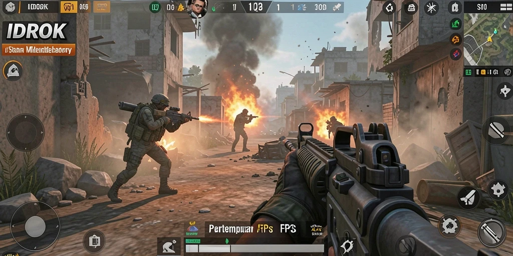 Gameplay seru IDROK menunjukkan pertempuran intens antar pemain FPS.