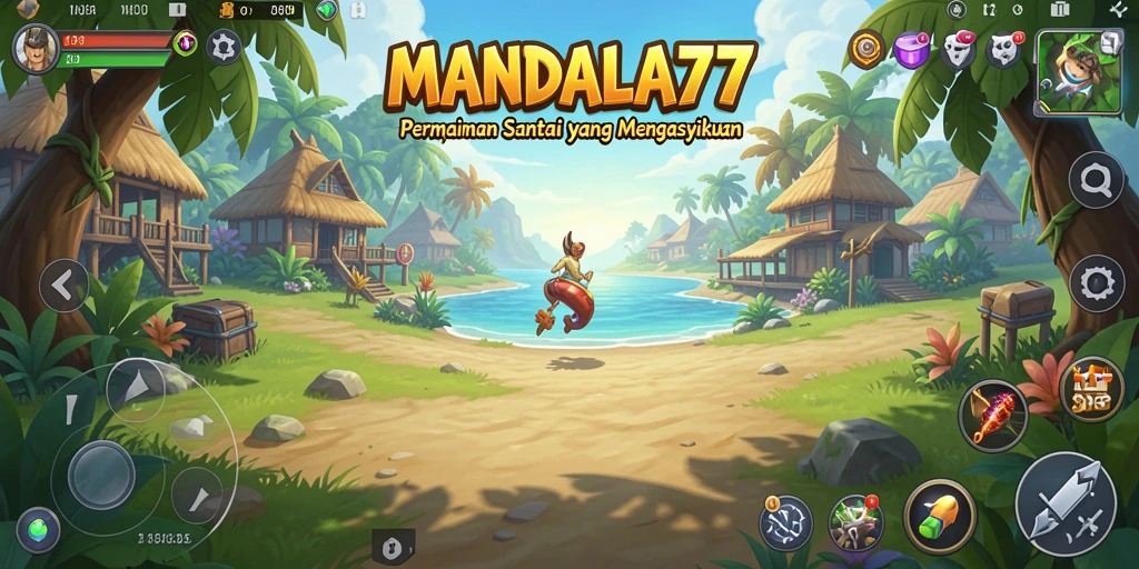 Tampilan gameplay MANDALA77 yang ceria dan menghibur.