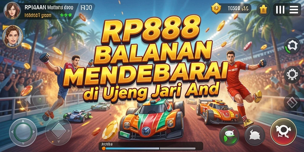 Gameplay RP888 yang seru dan mendebarkan dalam aksi balapan.
