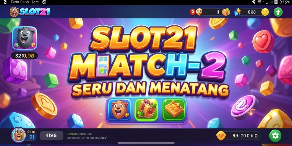 Tangkapan layar menunjukkan gameplay seru di SLOT21 dengan tantangan Match-3.