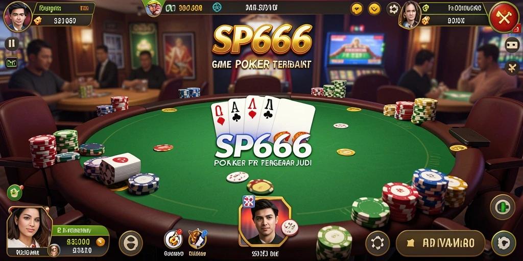 Screenshot gameplay SP666 yang menampilkan aksi poker yang mendebarkan.