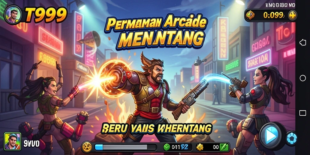 Screenshot menarik dari gameplay seru T9999 yang menampilkan aksi arcade.