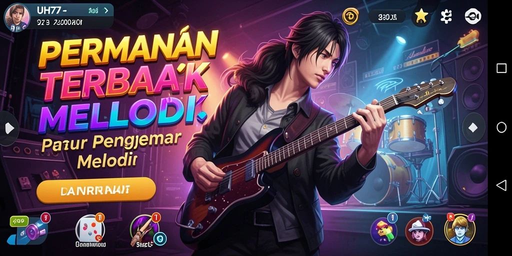 Screenshot UH77 menampilkan gameplay musik yang seru dan interaktif.